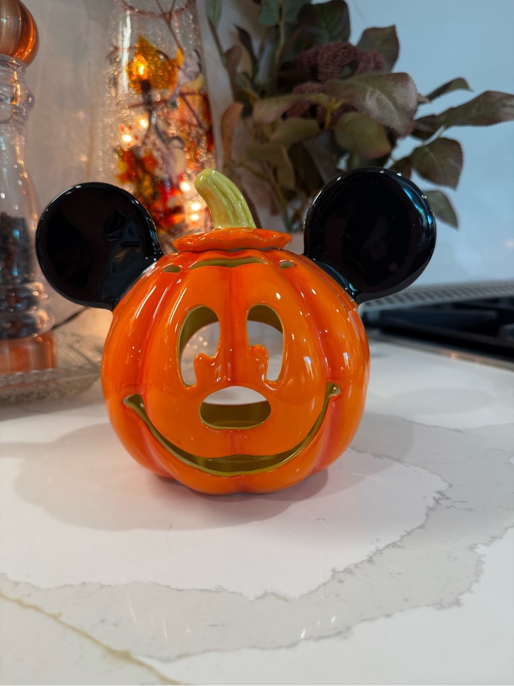 Disney Mickey Orange Ceramic Pumpkin candleholder
